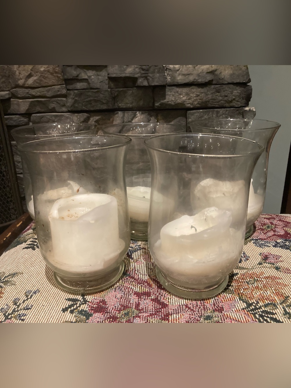 Set of 5 Glass Hurricane Candle Holders